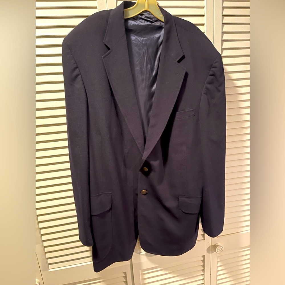 Custom Tailored Navy Men’s Single Breasted Blazer Sport Coat 50 Long 1 Sm Flaw